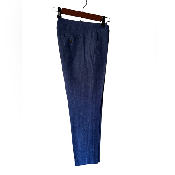 Banana Republic Avery Chambray Blue Linen Blend Pant Sz 0 - Picture 4 of 6